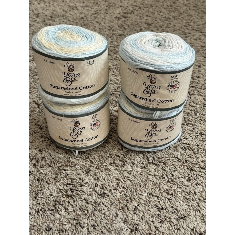 Yarn Bee Sugarwheel Cotton Harbor Wish Lot of 4 100% Cotton Yarn